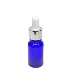 Blue Glass Serum Bottle  Silver